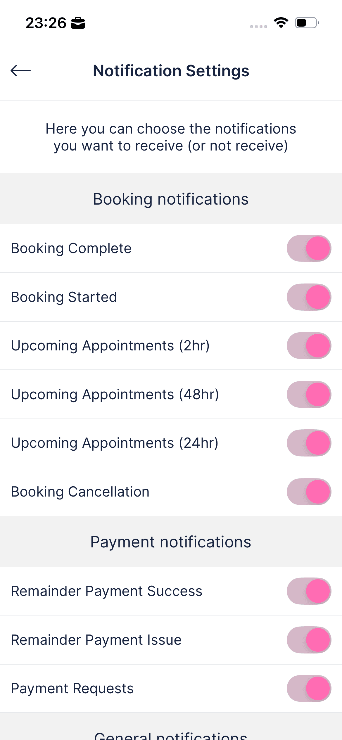 Notification settings